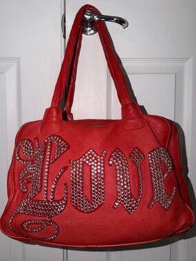 Charm and Luck brand bag w/ rhinestone studded "LOVE" lettering